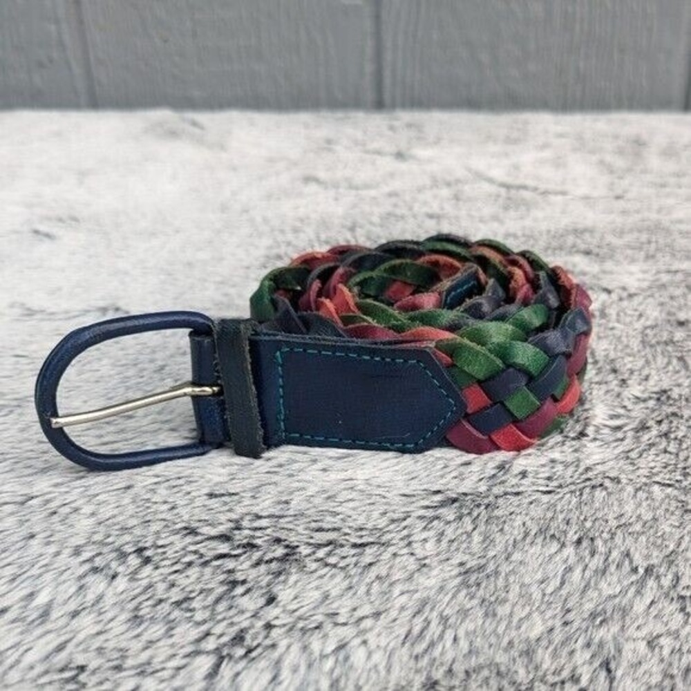 Vintage Genuine Leather Braided Belt Multicolor Adjustable 36" x 1" Unisex Retro